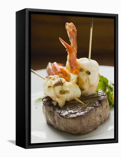 Surf and Turf (Seafood and Beef Steak)-null-Framed Premier Image Canvas