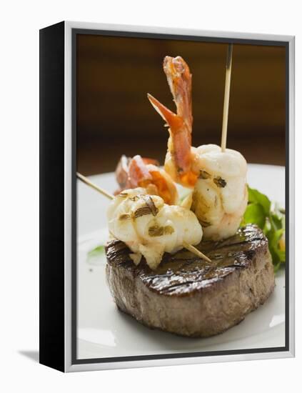 Surf and Turf (Seafood and Beef Steak)-null-Framed Premier Image Canvas