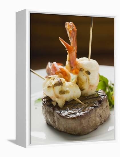 Surf and Turf (Seafood and Beef Steak)-null-Framed Premier Image Canvas