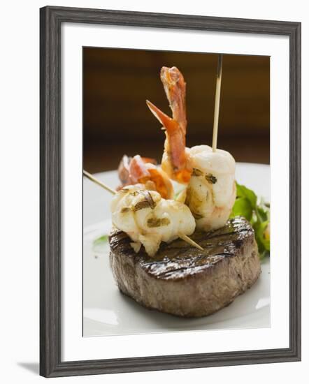 Surf and Turf (Seafood and Beef Steak)-null-Framed Photographic Print