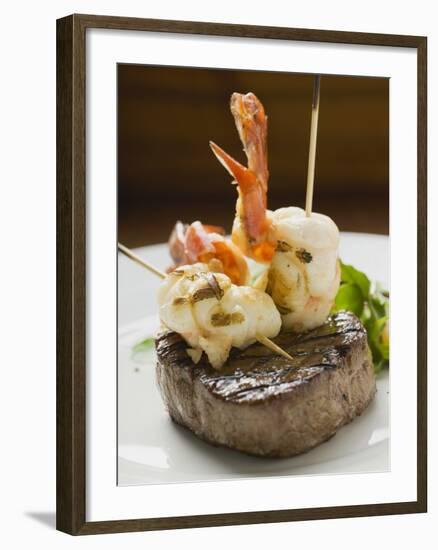 Surf and Turf (Seafood and Beef Steak)-null-Framed Photographic Print