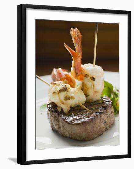 Surf and Turf (Seafood and Beef Steak)-null-Framed Photographic Print