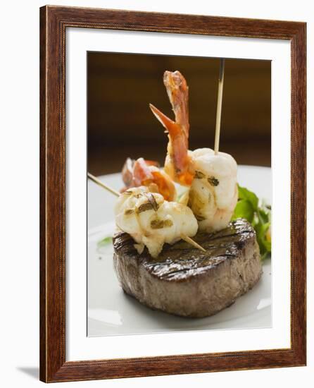 Surf and Turf (Seafood and Beef Steak)-null-Framed Photographic Print