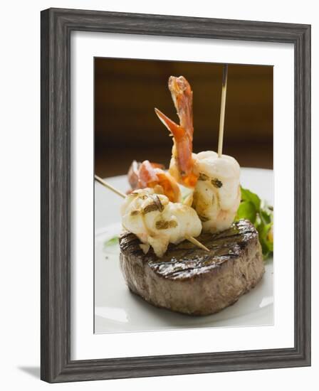 Surf and Turf (Seafood and Beef Steak)-null-Framed Photographic Print