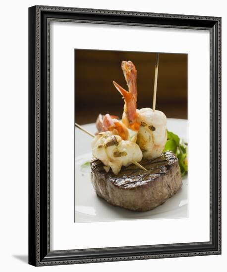 Surf and Turf (Seafood and Beef Steak)-null-Framed Photographic Print