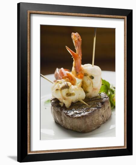 Surf and Turf (Seafood and Beef Steak)-null-Framed Photographic Print