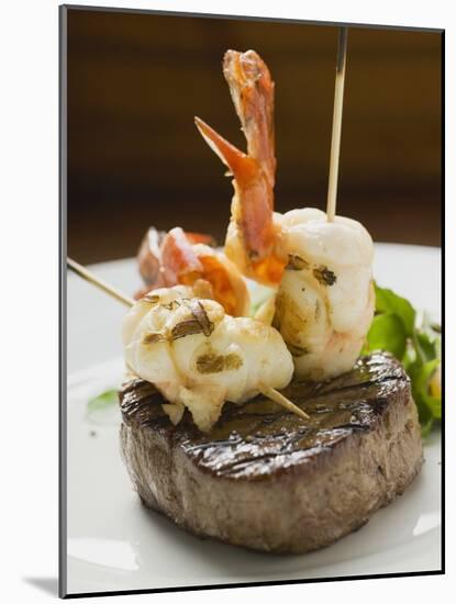 Surf and Turf (Seafood and Beef Steak)-null-Mounted Photographic Print