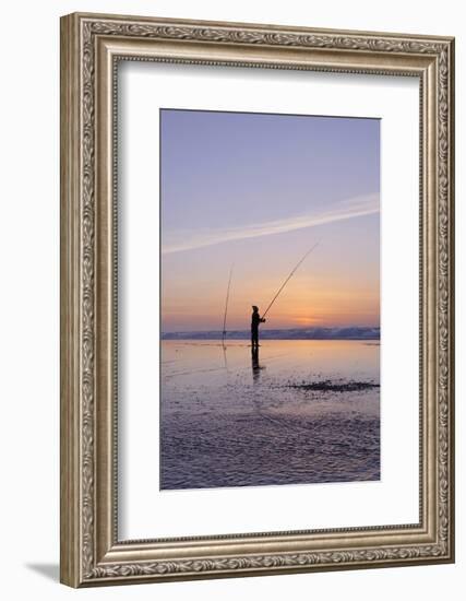 Surf Angler on the Beach, Evening Mood, Praia D'El Rey-Axel Schmies-Framed Photographic Print