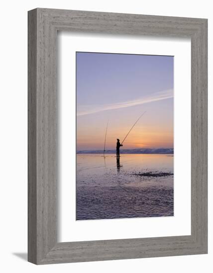 Surf Angler on the Beach, Evening Mood, Praia D'El Rey-Axel Schmies-Framed Photographic Print