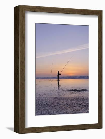 Surf Angler on the Beach, Evening Mood, Praia D'El Rey-Axel Schmies-Framed Photographic Print