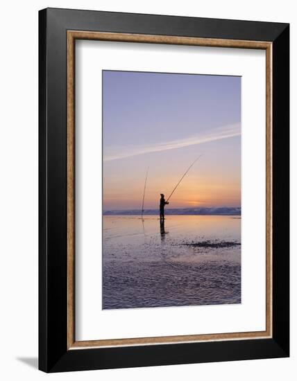 Surf Angler on the Beach, Evening Mood, Praia D'El Rey-Axel Schmies-Framed Photographic Print