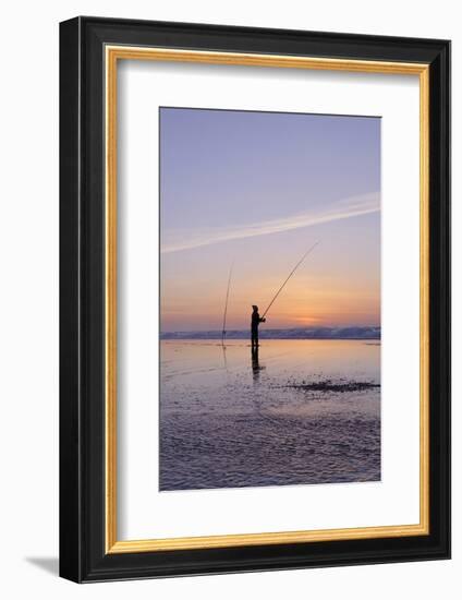 Surf Angler on the Beach, Evening Mood, Praia D'El Rey-Axel Schmies-Framed Photographic Print