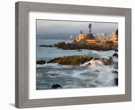 Surf at Playa Los Artistas, Wulff Castel and Resort Hotels, Vina Del Mar, Chile-Scott T^ Smith-Framed Premium Photographic Print