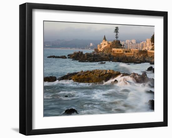 Surf at Playa Los Artistas, Wulff Castel and Resort Hotels, Vina Del Mar, Chile-Scott T^ Smith-Framed Photographic Print