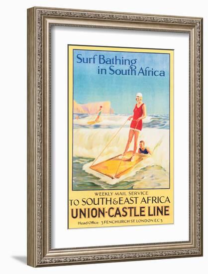 Surf Bathing in South Africa-null-Framed Premium Giclee Print