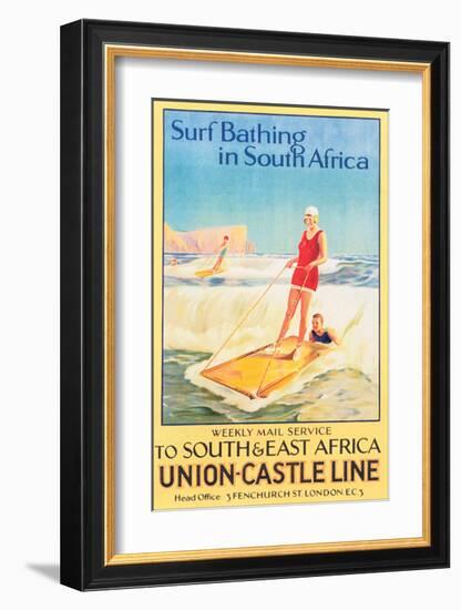 Surf Bathing in South Africa-null-Framed Premium Giclee Print