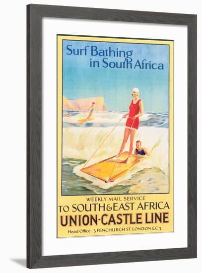 Surf Bathing in South Africa-null-Framed Art Print