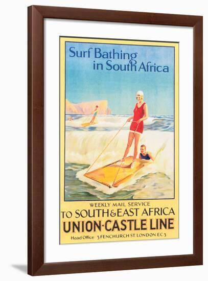 Surf Bathing in South Africa-null-Framed Art Print