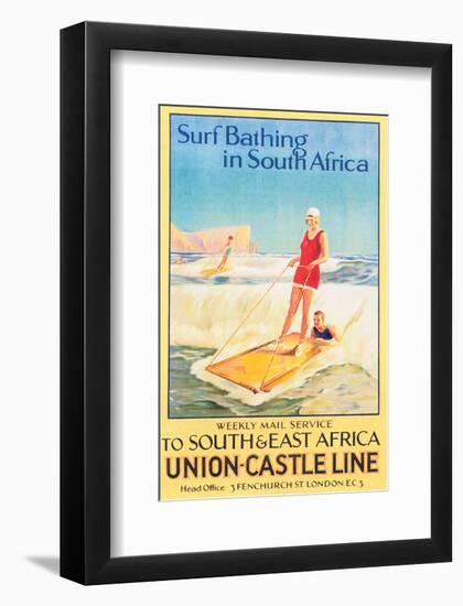 Surf Bathing in South Africa-null-Framed Art Print