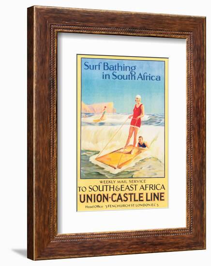 Surf Bathing in South Africa-null-Framed Art Print