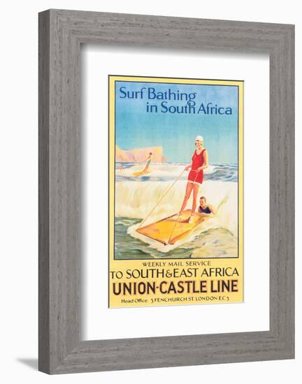 Surf Bathing in South Africa-null-Framed Art Print