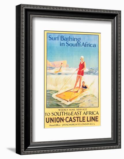 Surf Bathing in South Africa-null-Framed Art Print