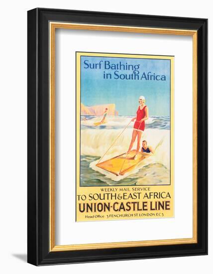 Surf Bathing in South Africa-null-Framed Art Print