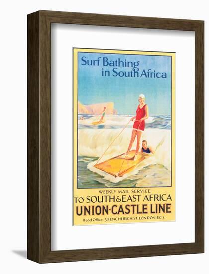 Surf Bathing in South Africa-null-Framed Art Print