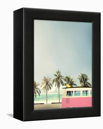 Surf Bus Pink-Design Fabrikken-Framed Premier Image Canvas