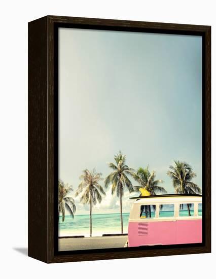 Surf Bus Pink-Design Fabrikken-Framed Premier Image Canvas