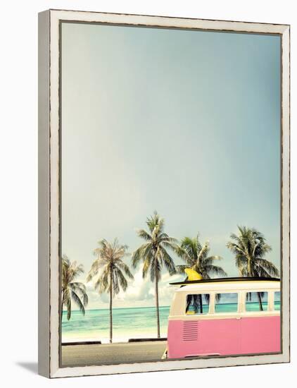 Surf Bus Pink-Design Fabrikken-Framed Premier Image Canvas