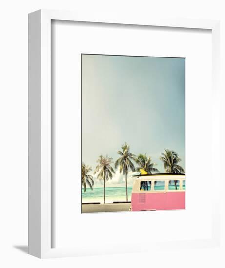 Surf Bus Pink-Design Fabrikken-Framed Photographic Print