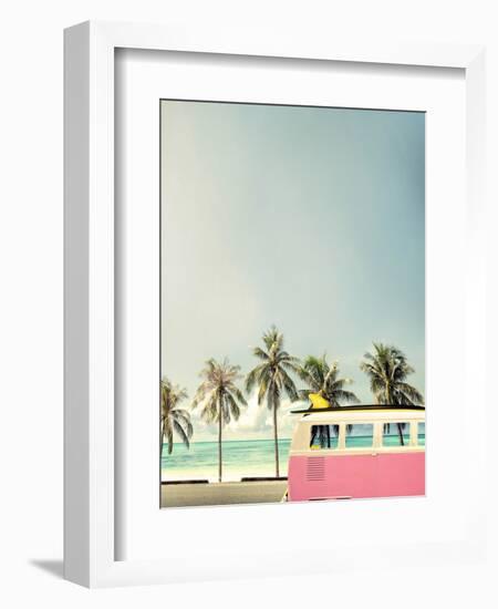 Surf Bus Pink-Design Fabrikken-Framed Photographic Print