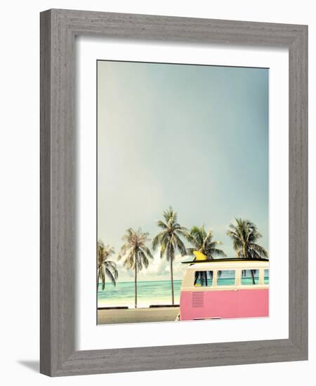 Surf Bus Pink-Design Fabrikken-Framed Photographic Print