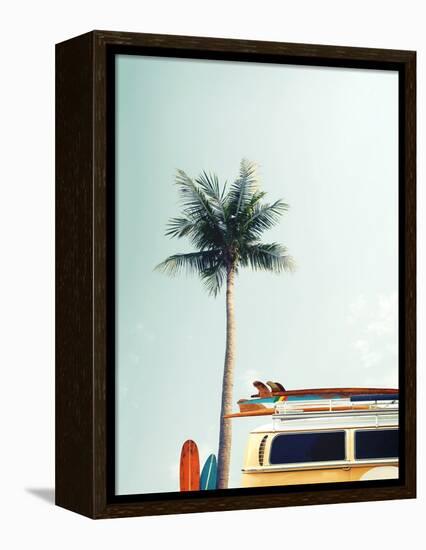 Surf Bus Yellow-Design Fabrikken-Framed Premier Image Canvas