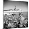 Surf Casting Fishermen Working the Shore Near the Historic Montauk Point Lighthouse-Alfred Eisenstaedt-Mounted Premium Photographic Print