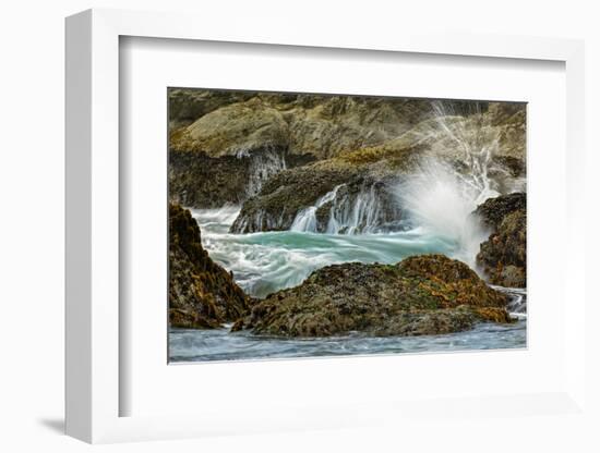 Surf crashing on rocks, Bandon Beach, Oregon-Adam Jones-Framed Photographic Print