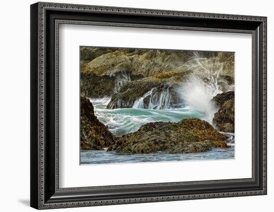 Surf crashing on rocks, Bandon Beach, Oregon-Adam Jones-Framed Photographic Print