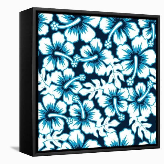 Surf Graphic Floral Hibiscus Seamless Pattern-Adam Fahey-Framed Premier Image Canvas