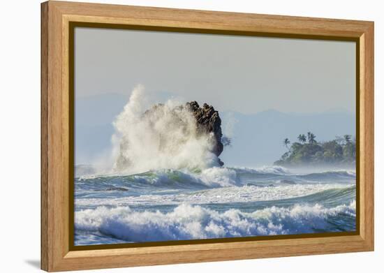 Surf on a Sea Stack Between Santa Teresa and Hermosa Beaches, Santa Teresa, Costa Rica-Rob Francis-Framed Premier Image Canvas