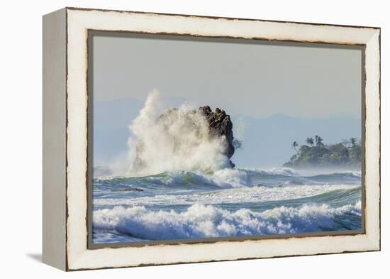 Surf on a Sea Stack Between Santa Teresa and Hermosa Beaches, Santa Teresa, Costa Rica-Rob Francis-Framed Premier Image Canvas