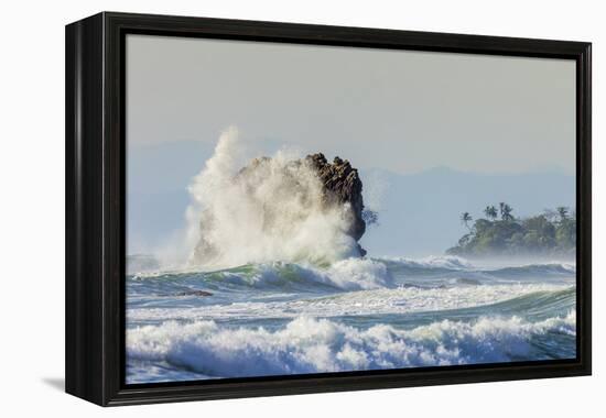 Surf on a Sea Stack Between Santa Teresa and Hermosa Beaches, Santa Teresa, Costa Rica-Rob Francis-Framed Premier Image Canvas