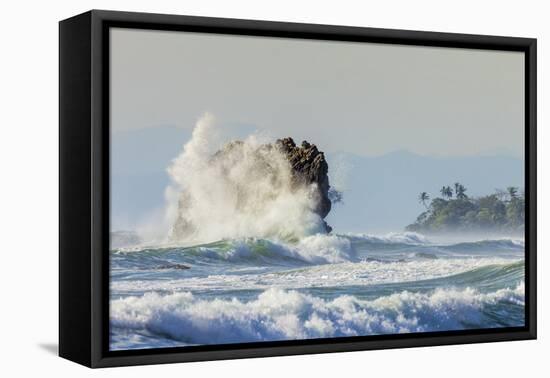 Surf on a Sea Stack Between Santa Teresa and Hermosa Beaches, Santa Teresa, Costa Rica-Rob Francis-Framed Premier Image Canvas