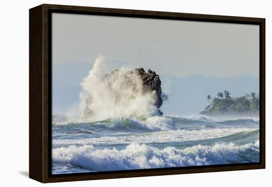 Surf on a Sea Stack Between Santa Teresa and Hermosa Beaches, Santa Teresa, Costa Rica-Rob Francis-Framed Premier Image Canvas