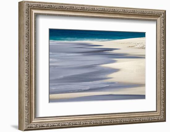 Surf pattern washing up on white sandy beach, Espanola Island, Galapagos Islands, Ecuador.-Adam Jones-Framed Photographic Print