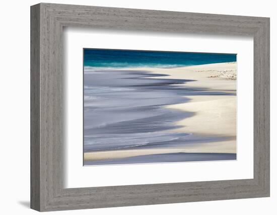 Surf pattern washing up on white sandy beach, Espanola Island, Galapagos Islands, Ecuador.-Adam Jones-Framed Photographic Print