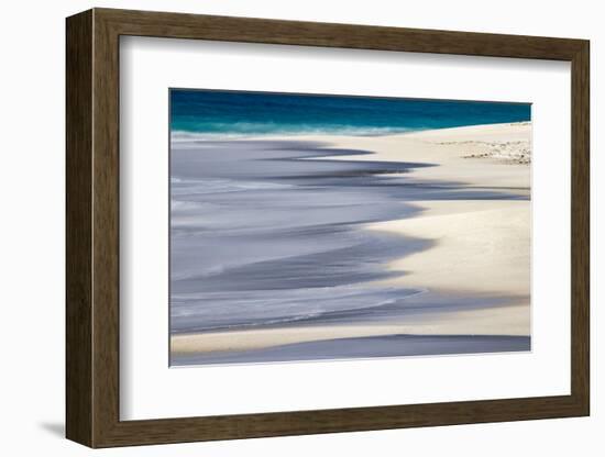 Surf pattern washing up on white sandy beach, Espanola Island, Galapagos Islands, Ecuador.-Adam Jones-Framed Photographic Print