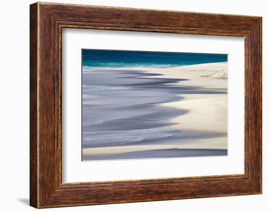 Surf pattern washing up on white sandy beach, Espanola Island, Galapagos Islands, Ecuador.-Adam Jones-Framed Photographic Print