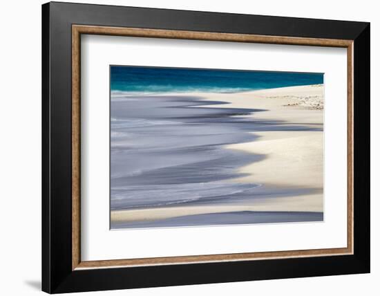 Surf pattern washing up on white sandy beach, Espanola Island, Galapagos Islands, Ecuador.-Adam Jones-Framed Photographic Print