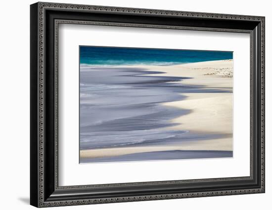 Surf pattern washing up on white sandy beach, Espanola Island, Galapagos Islands, Ecuador.-Adam Jones-Framed Photographic Print